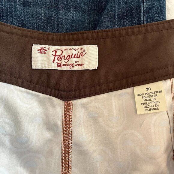 Original Penguin swim trunks board shorts brown pattern geometric men 30 - Picture 7 of 8